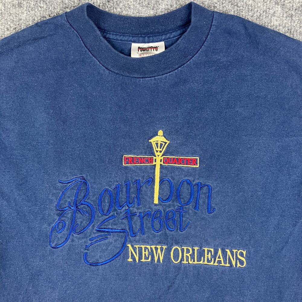 PowerPro T-Shirt Mens Size M Blue Bourbon Street New Orleans Tourist Graphic Tee